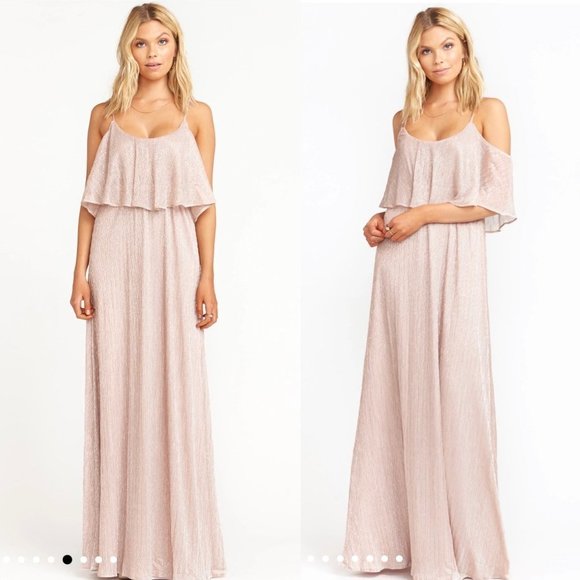 𝅺CAITLIN Ruffle Maxi Dress Magic Mauve Glimmer Show Me Your Mumu Small - Picture 1 of 10